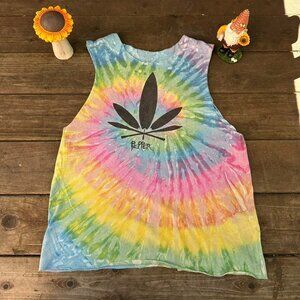 Tie dye pepper tank hand cut